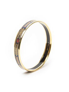 Hermes Enamel Bangle Blue Plating Bracelet